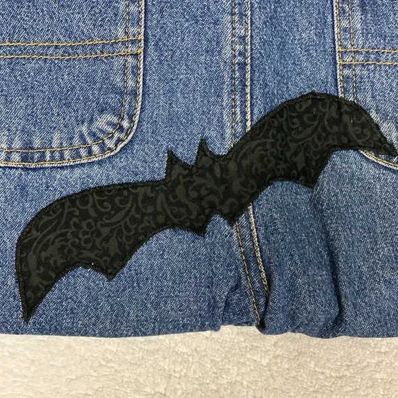 Faded glory denim blue jean Halloween appliqué overalls size 5/6 - Picture 9 of 11